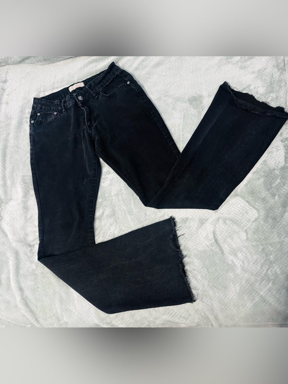 Red Bottoms Black Stretch Stonewashed Flare Jeans